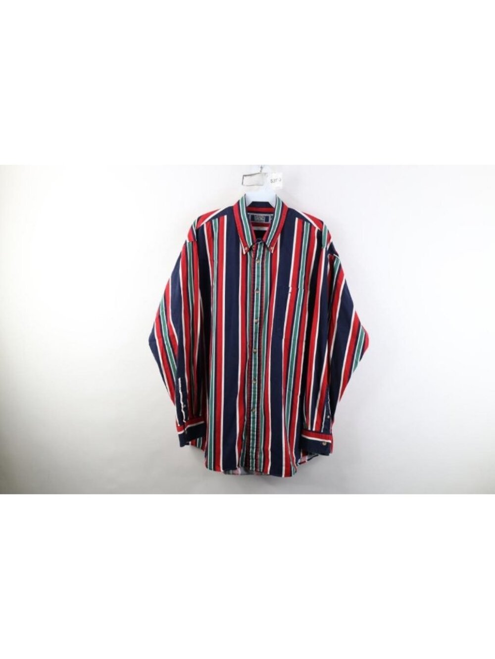 Vintage 90s Streetwear Mens Large Faded Striped Color Block Button Down Shirt